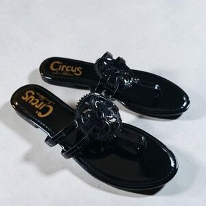 Sam Edelman‎ Circus Canyon Black Patent Leather Flip Flop Sandals Size 11 NEW